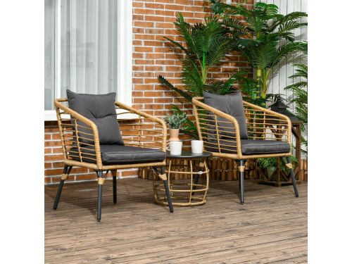 MIVRAY Bistroset 3-delig - 2 Stoelen Met Ronde Couchtafel En