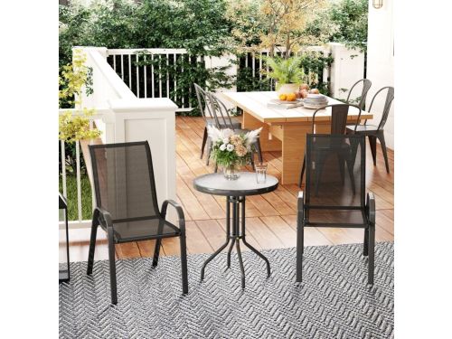 MIVRAY Bistroset 3-delig - Zwart Tuinset Met 2 Stapelbare Stoelen