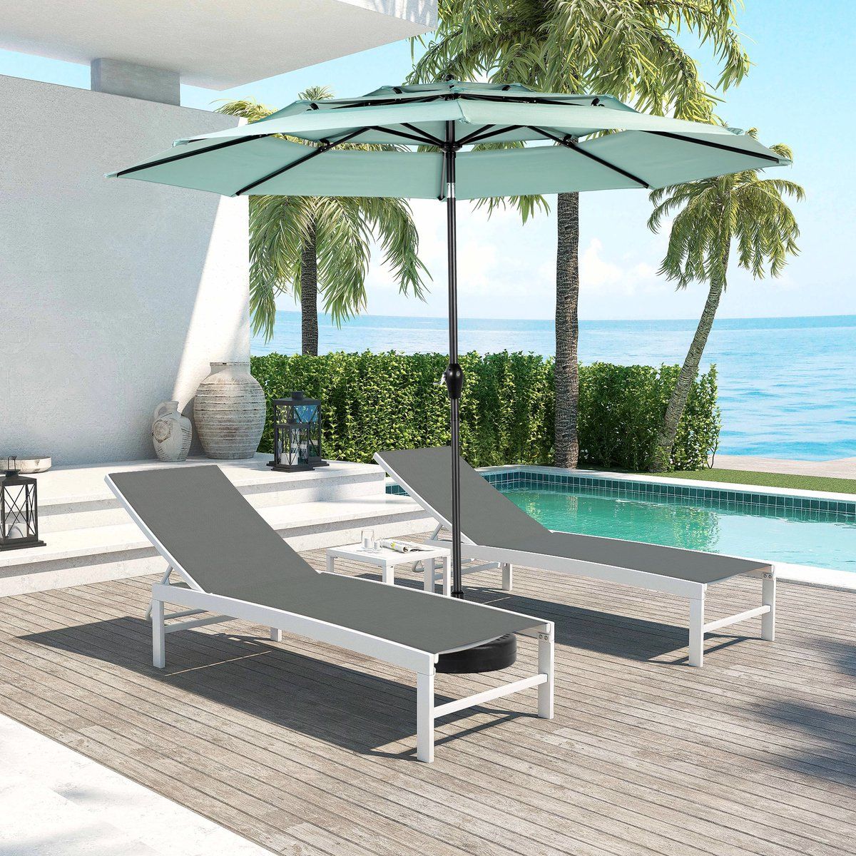 mivray parasol 294 cm kantelbaar met slinger staal