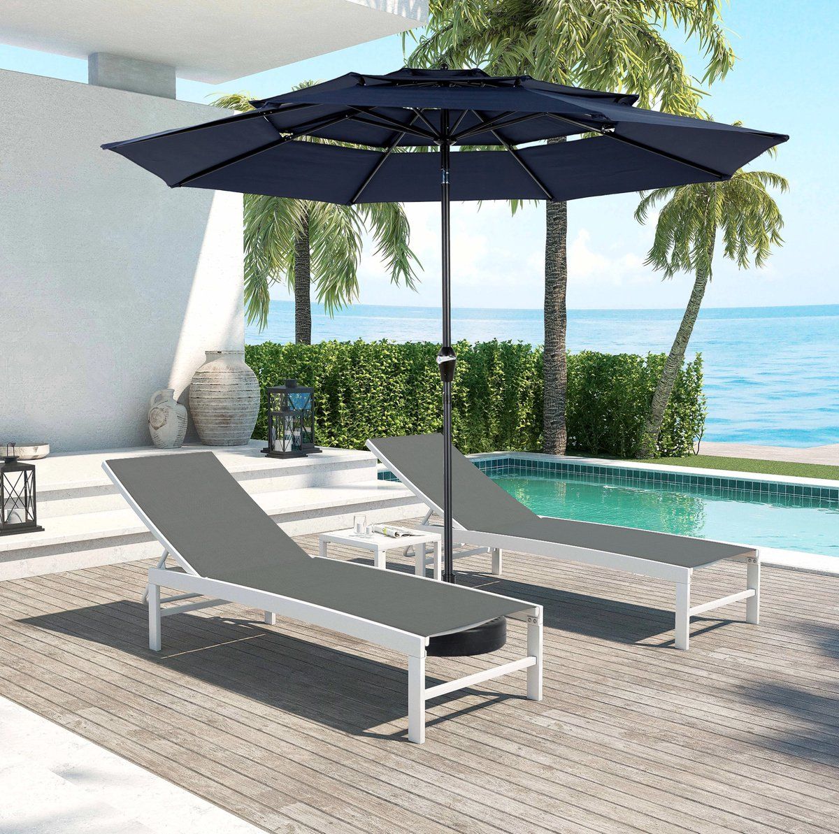 mivray parasol 294 cm kantelbaar met zwengelmechanisme staal