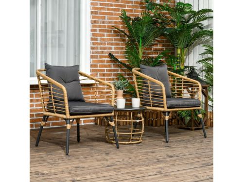 MODENUIT Bistroset 3-Delig - 2 Stoelen Met Tafel En Kussens