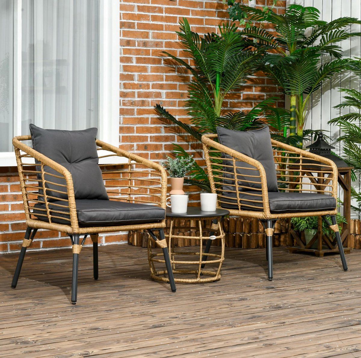 modenuit bistroset 3 delig 2 stoelen met tafel en kussens