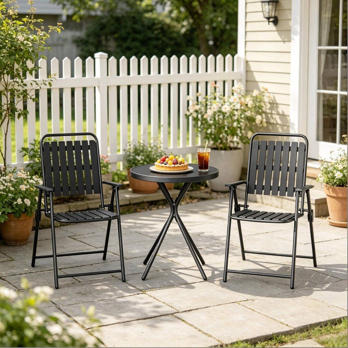 modenuit bistroset 3 delig ronde tafel met 2 klapstoelen