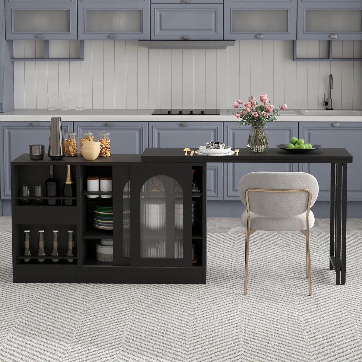 moderne bartafel uittrekbare tafel keuken organiseren 360°