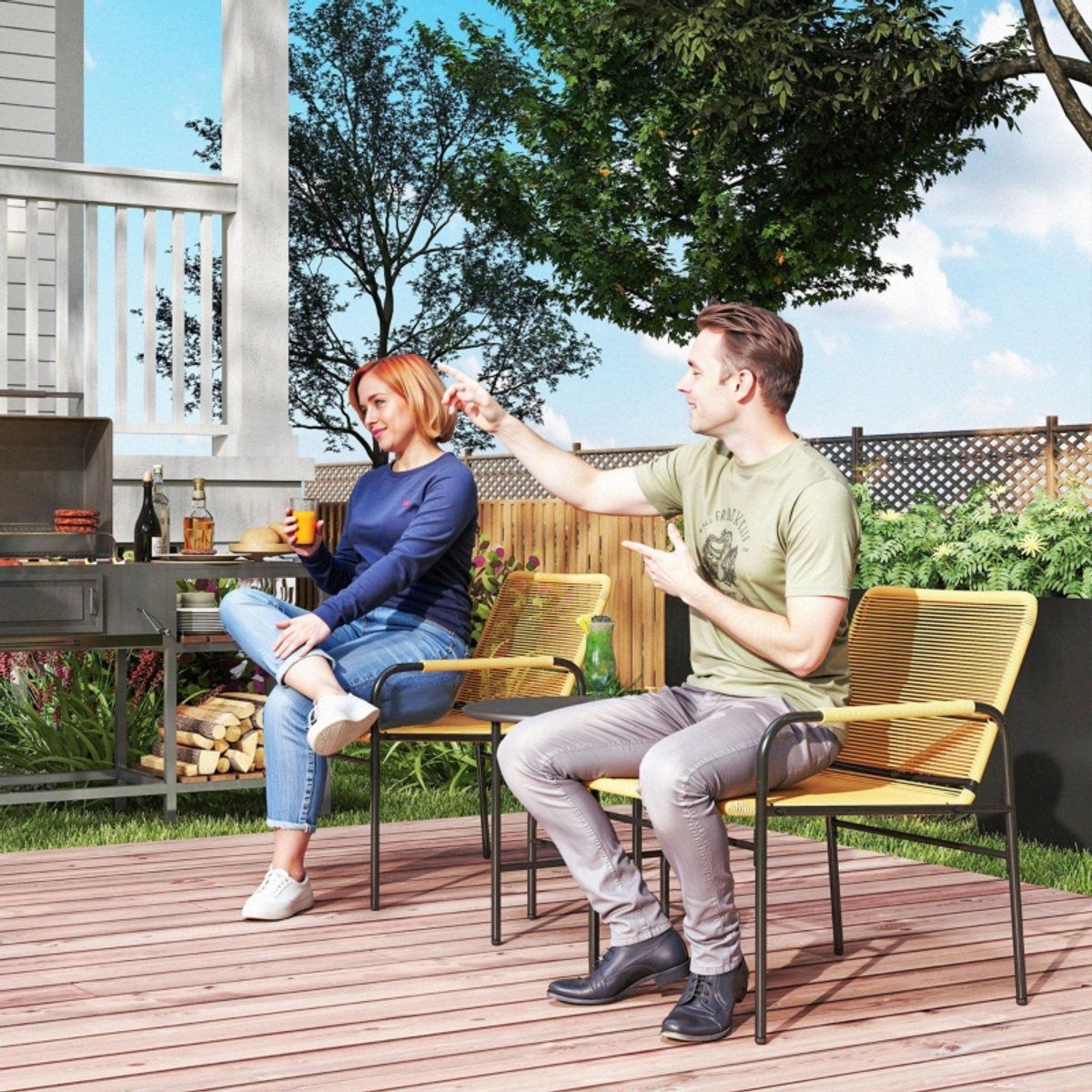 modfu 3 delige rotan bistroset 2 tuinstoelen en ronde