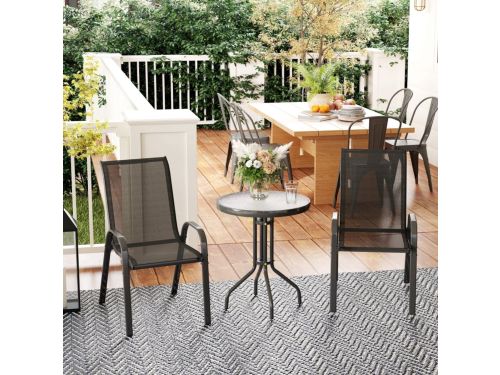 MODFU - 3-Delige Tuinset - Stapelbare Stoelen - Ronde Tafel