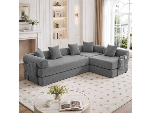 Modulaire 4-Zitsbank - Corduroy Lounge Bank Met Opbergtassen En Slaapfunctie