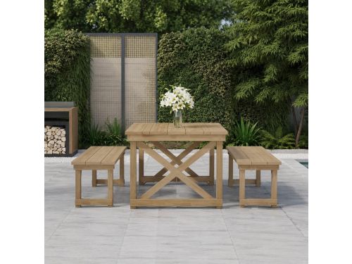 Modulaire U-Vorm Tuin Loungeset 8 Personen met Ingebouwde Gas Vuurtafel