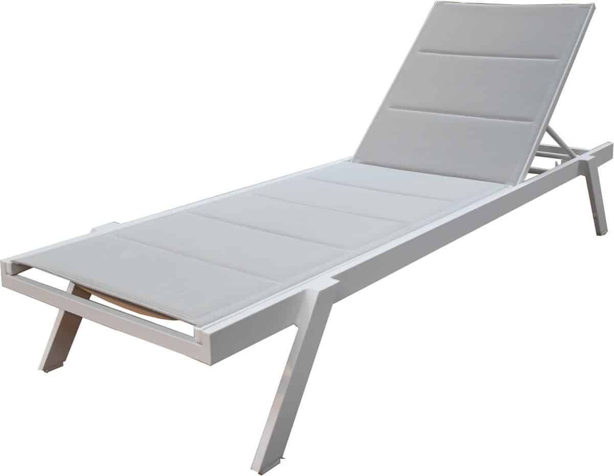 mondial living aluminium ligbed banka wit/lichtgrijs verstelbaar én stapelbaar