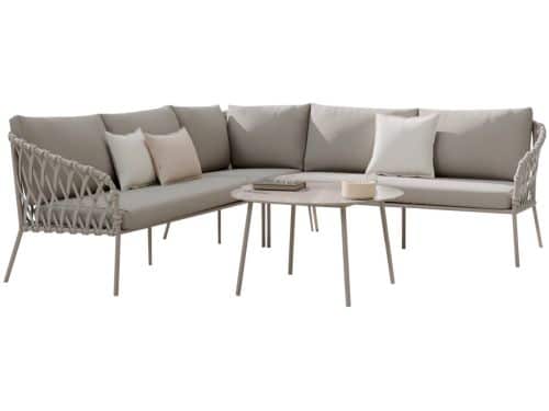 Monte Rosa hoek loungeset 3 delig aluminium bruin rope