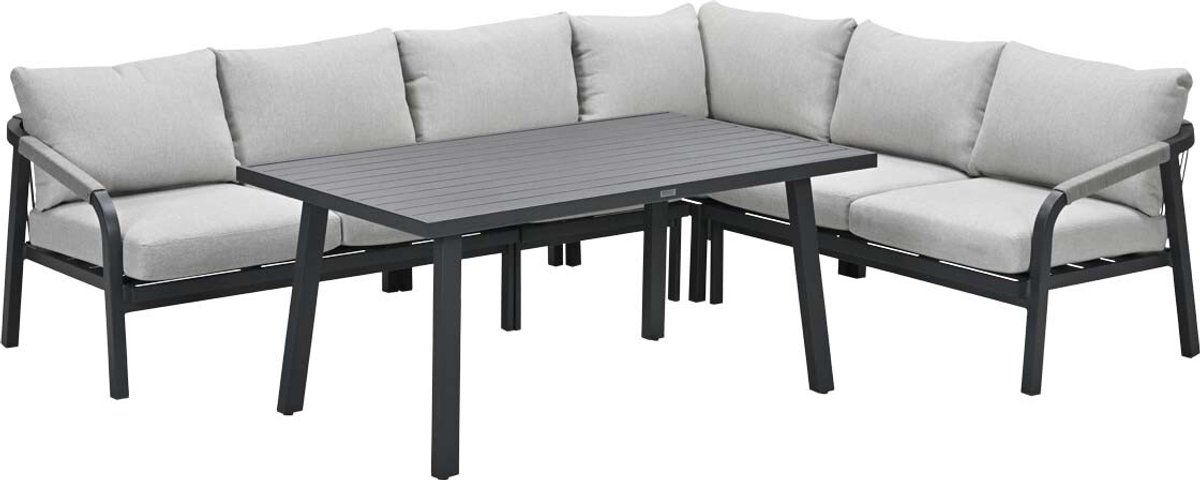 monti lounge diningset 5 dlg c. black rope taupe
