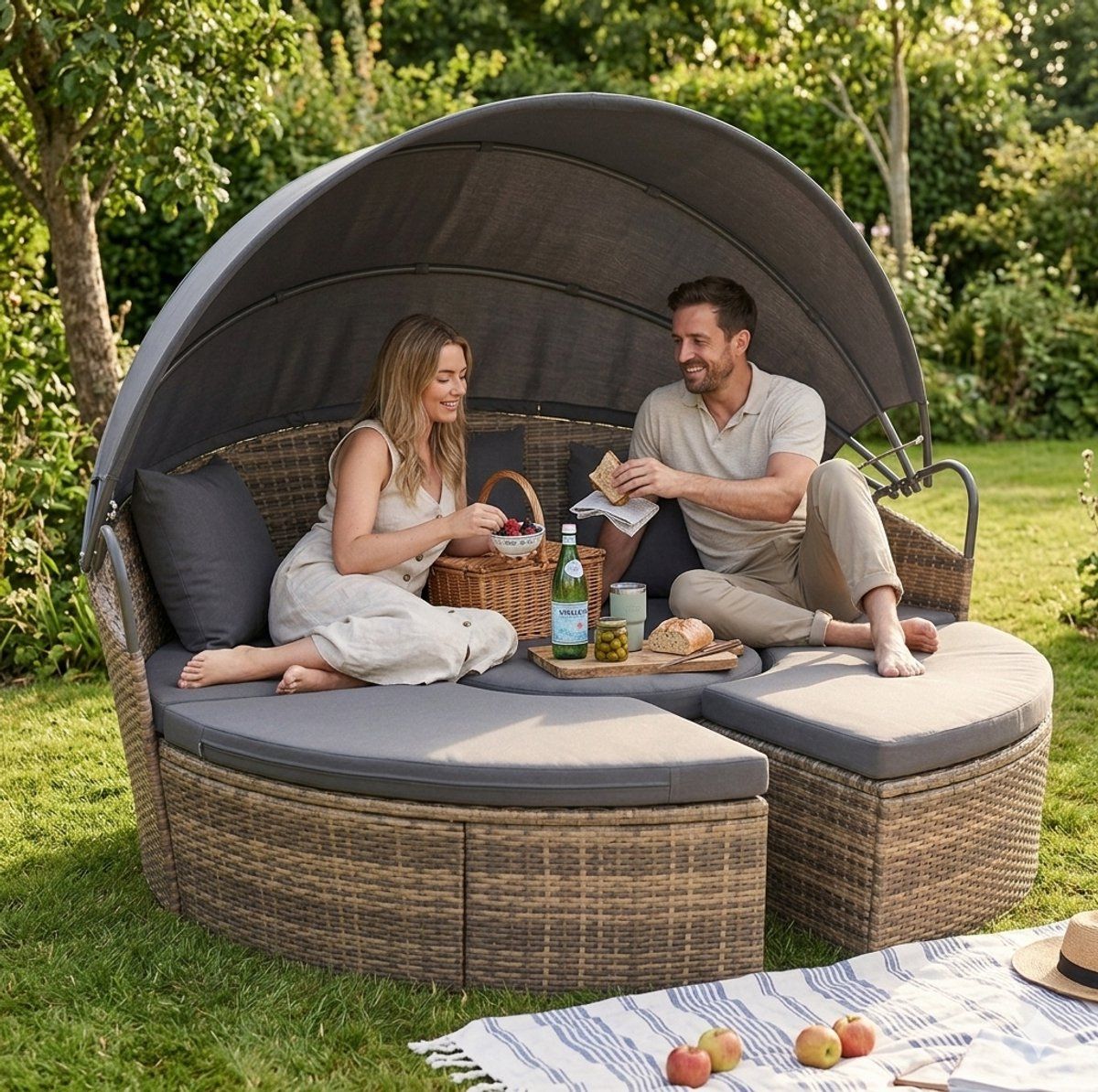 multifunctioneel zonne eiland santorini voor 2 personen met kussens
