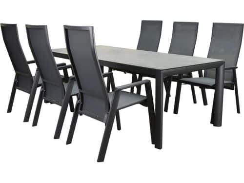 Nancy Angora dining tuinset 220x100xH74 7 delig verstelbaar