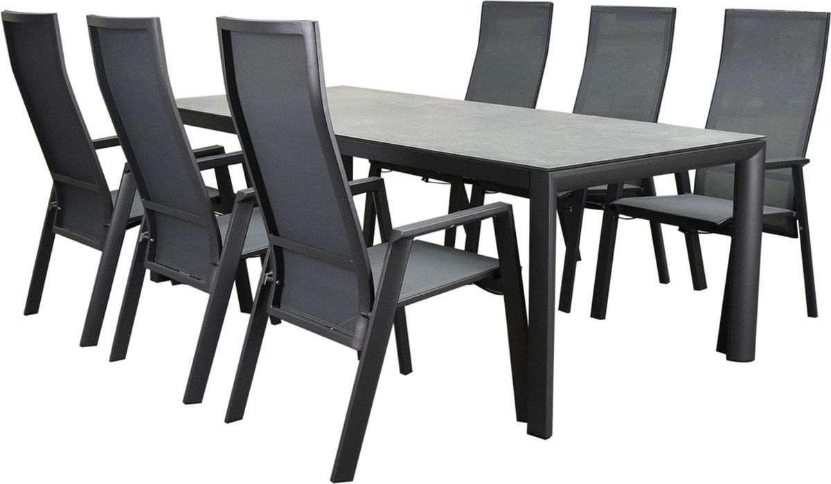 nancy angora dining tuinset 220x100xh74 7 delig verstelbaar