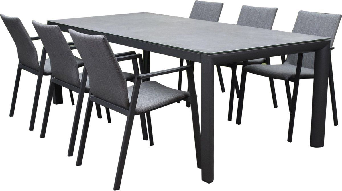 nancy angora dining tuinset 220x100xh74,5 7 delig aluminium