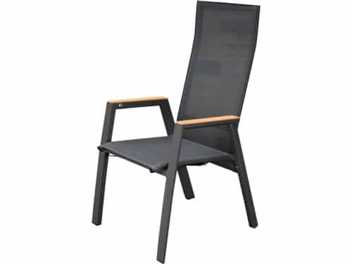 Nancy dining tuinstoel aluminium teak antraciet