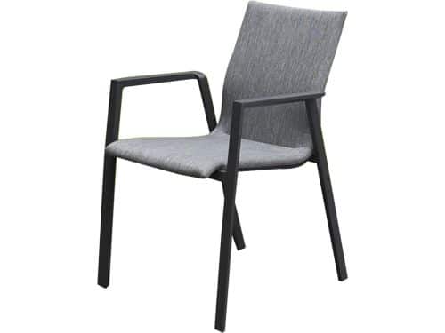 Nancy dining tuinstoel stapelbaar antraciet aluminium textileen