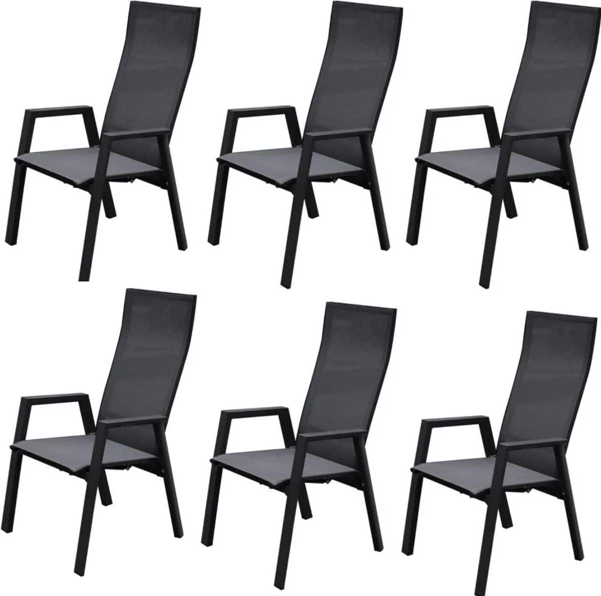 nancy dining tuinstoel verstelbaar antraciet textileen set van 6