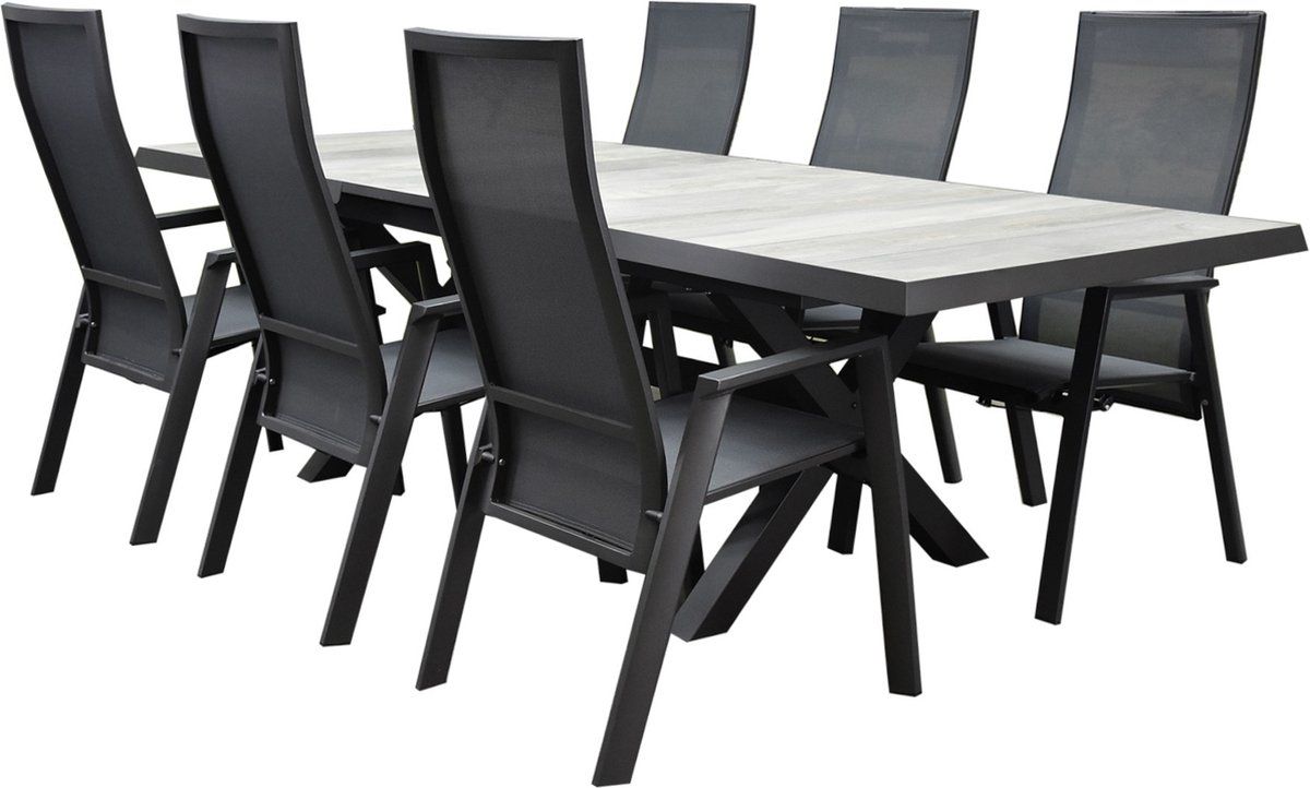 nancy new delhi dining tuinset uitschuifbaar 204 264x103xh74,5 cm 7 delig