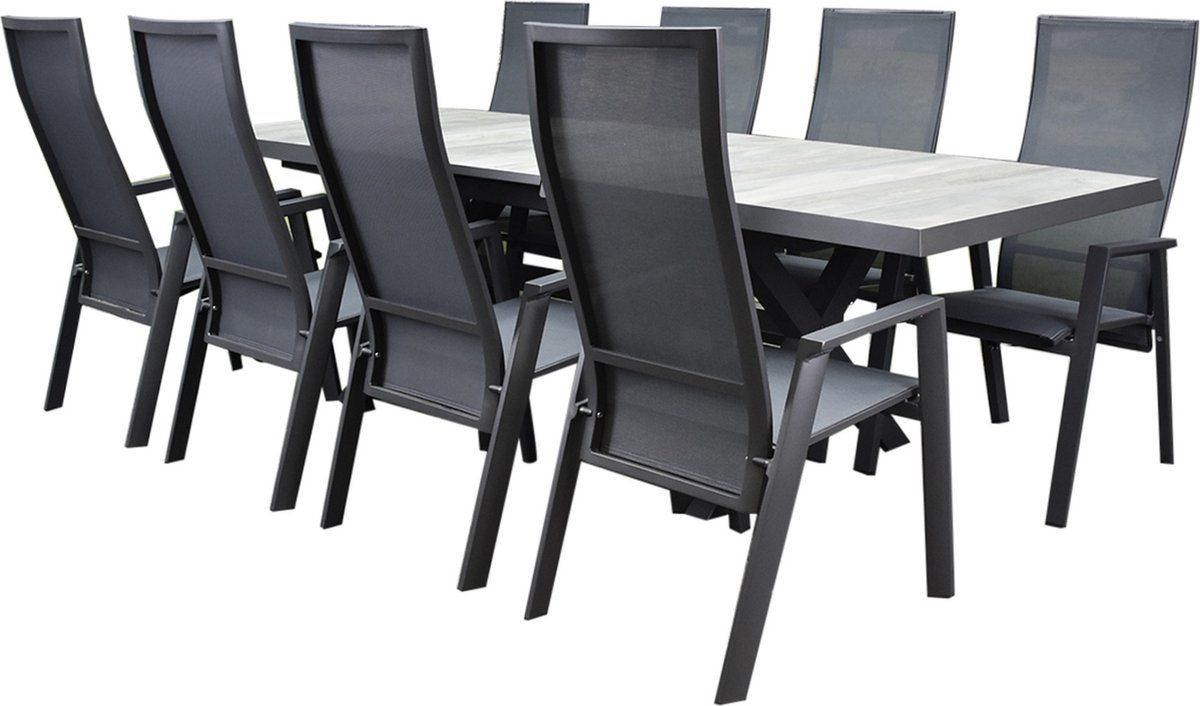 nancy new delhi dining tuinset uitschuifbaar 204 264x103xh74,5 cm 9 delig