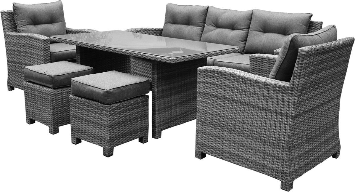 new castle stoel bank dining loungeset 6 delig antraciet