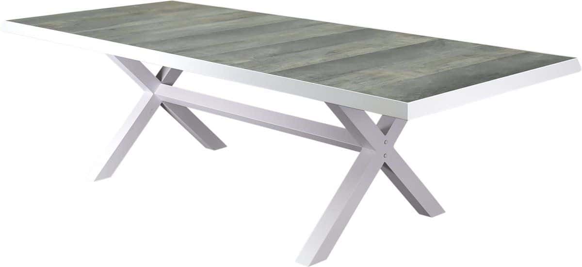 new delhi dining tuintafel 224x103xh72,5 cm met kruispoot wit