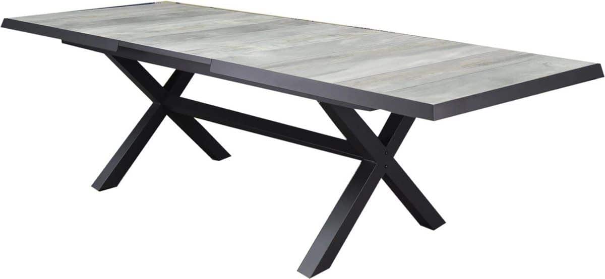 new delhi uitschuifbare dining tuintafel 204 264x103xh76,5 cm met kruispoot antraciet