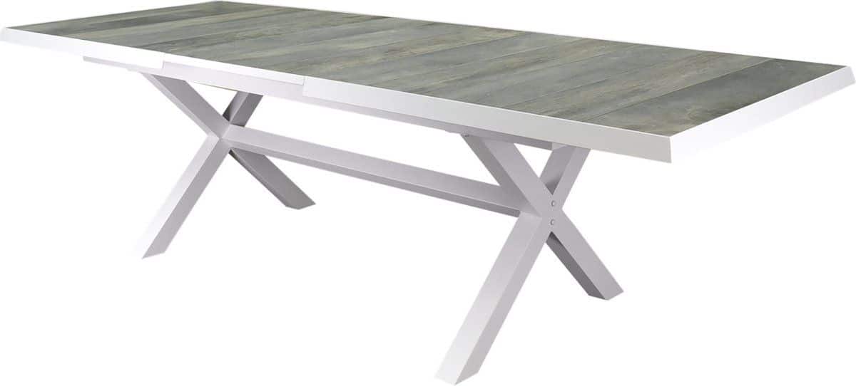 new delhi uitschuifbare dining tuintafel 204 264x103xh76,5 cm met kruispoot wit