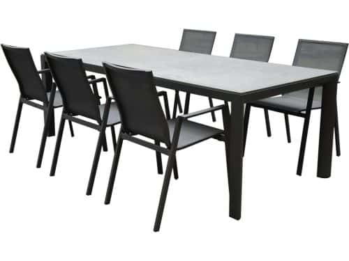 New Valley Angora dining tuinset 220x100x74,5 cm 7 delig antraciet