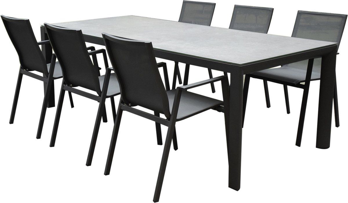 new valley angora dining tuinset 220x100x74,5 cm 7 delig antraciet