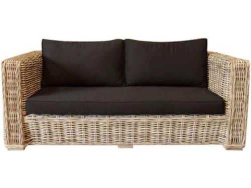 Nissah 2,5-zitsbank naturel rotan - olefin black - urecel foam