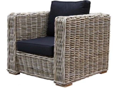 Nissah lounge tuinstoel naturel rotan - olefin black - urecel
