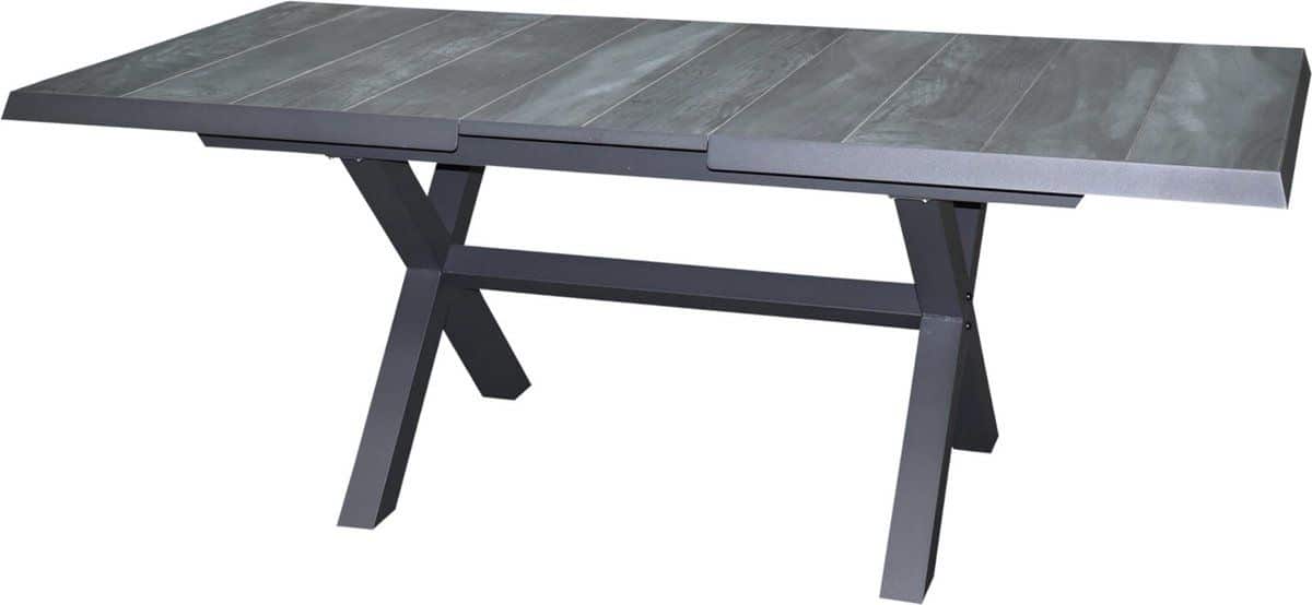 noida uitschuifbare dining tuintafel 163 203x93xh76,5 cm met kruispoot aluminium antraciet