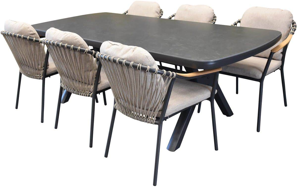 nova vespera dining tuinset 220x100xh74 cm antraciet