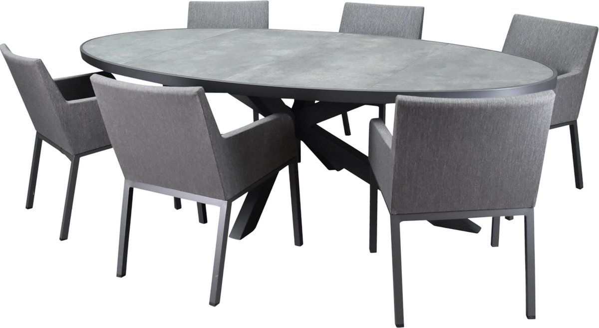 ohio chianti dining tuinset 241x116xh74 cm 7 delig antraciet keramiek