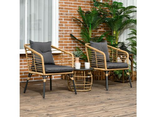OKWISH Bistroset 3-Delig - 2 Stoelen Met Kussens En Ronde