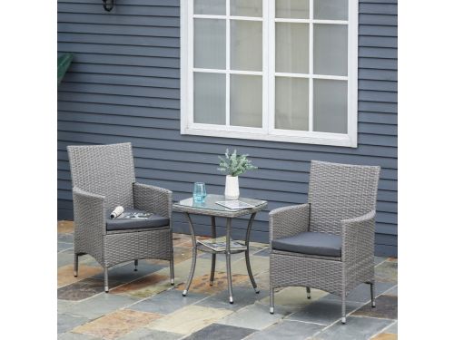 OKWISH Bistroset 3-delig - 2 Stoelen Met Tafel En Kussens