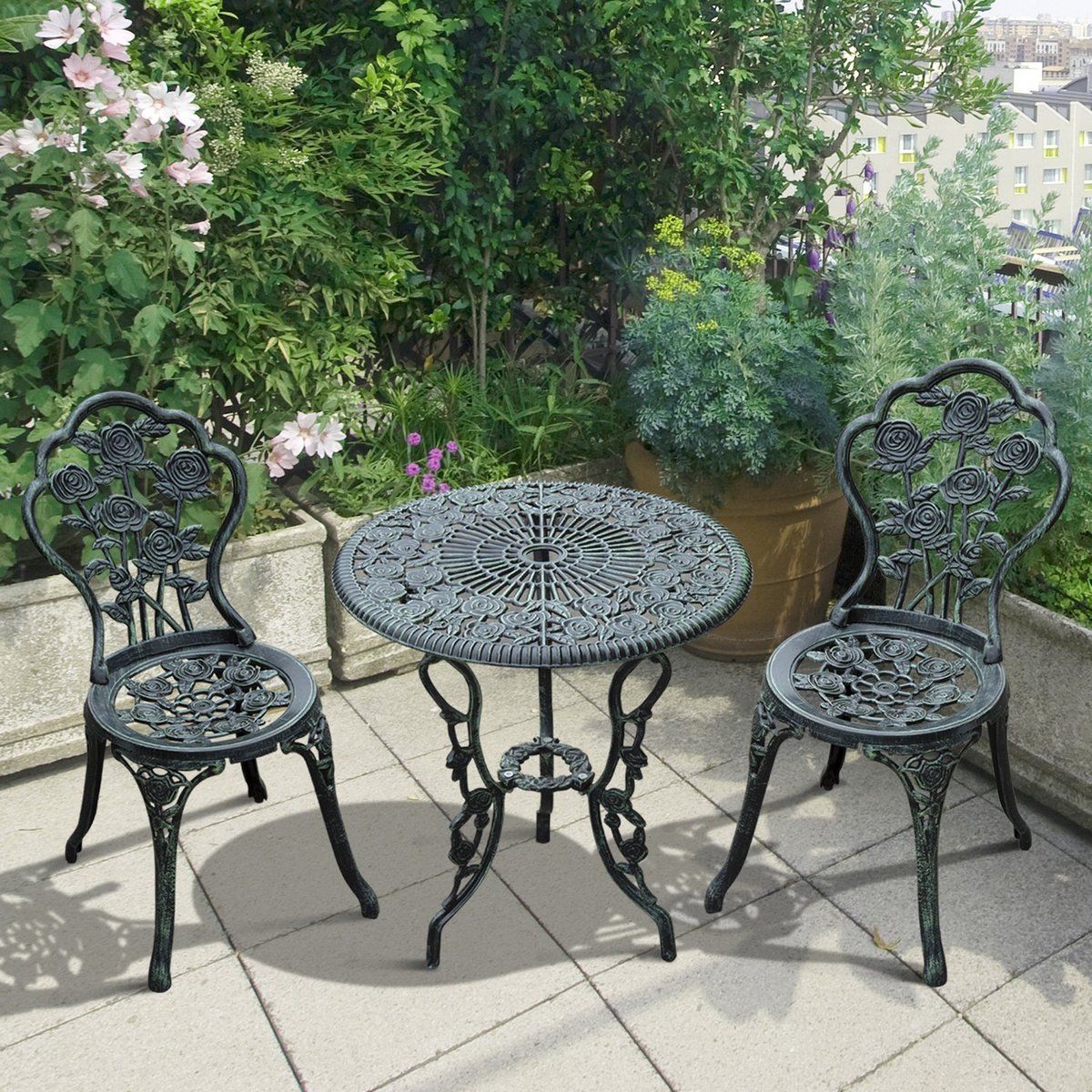 okwish bistroset 3 delig 2 zits antieke look met bloemenpatroon en