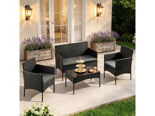OKWISH Loungeset - 4-Persoons Stoel-Bank Loungeset Met Tafel - Met