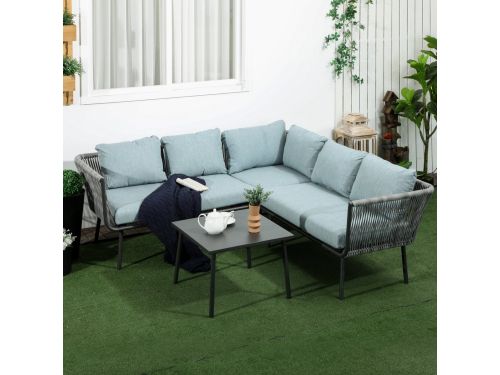 OKWISH Loungeset - 4-Zits Hoek Loungeset Met Kussens En Tafel