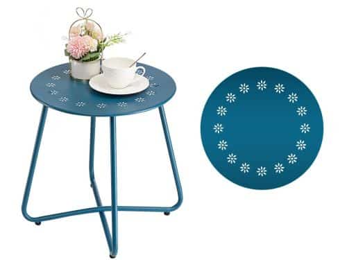 Omgoods - Weerbestendige Ronde Bijzettafel van Staal in Marineblauw