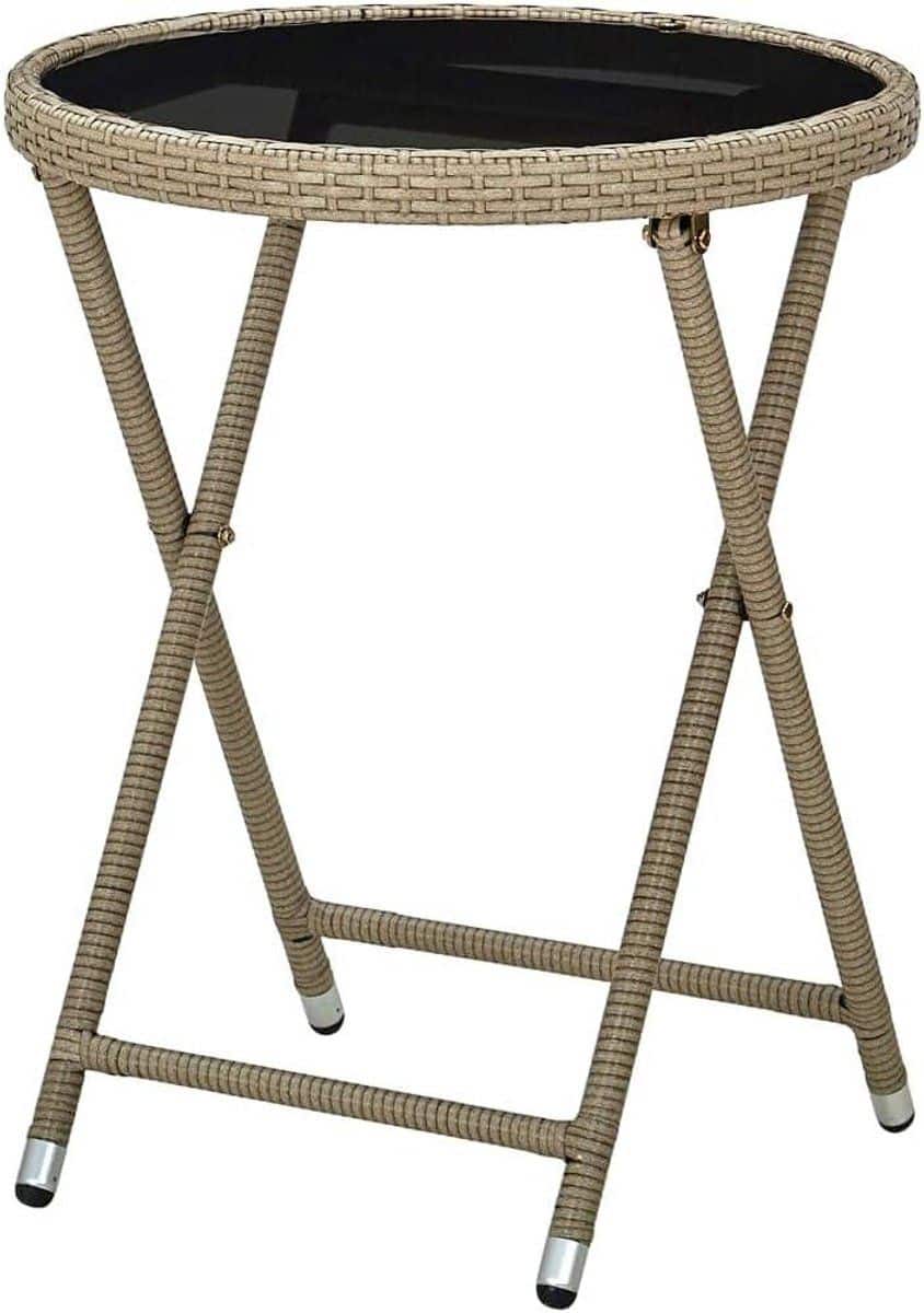 opklapbare bijzettafel tuintafel rotan buiten zitten gehard