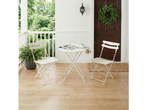 Opvouwbare 3-delige metalen bistroset - Ruimtebesparende tuintafel en 2 stoelen