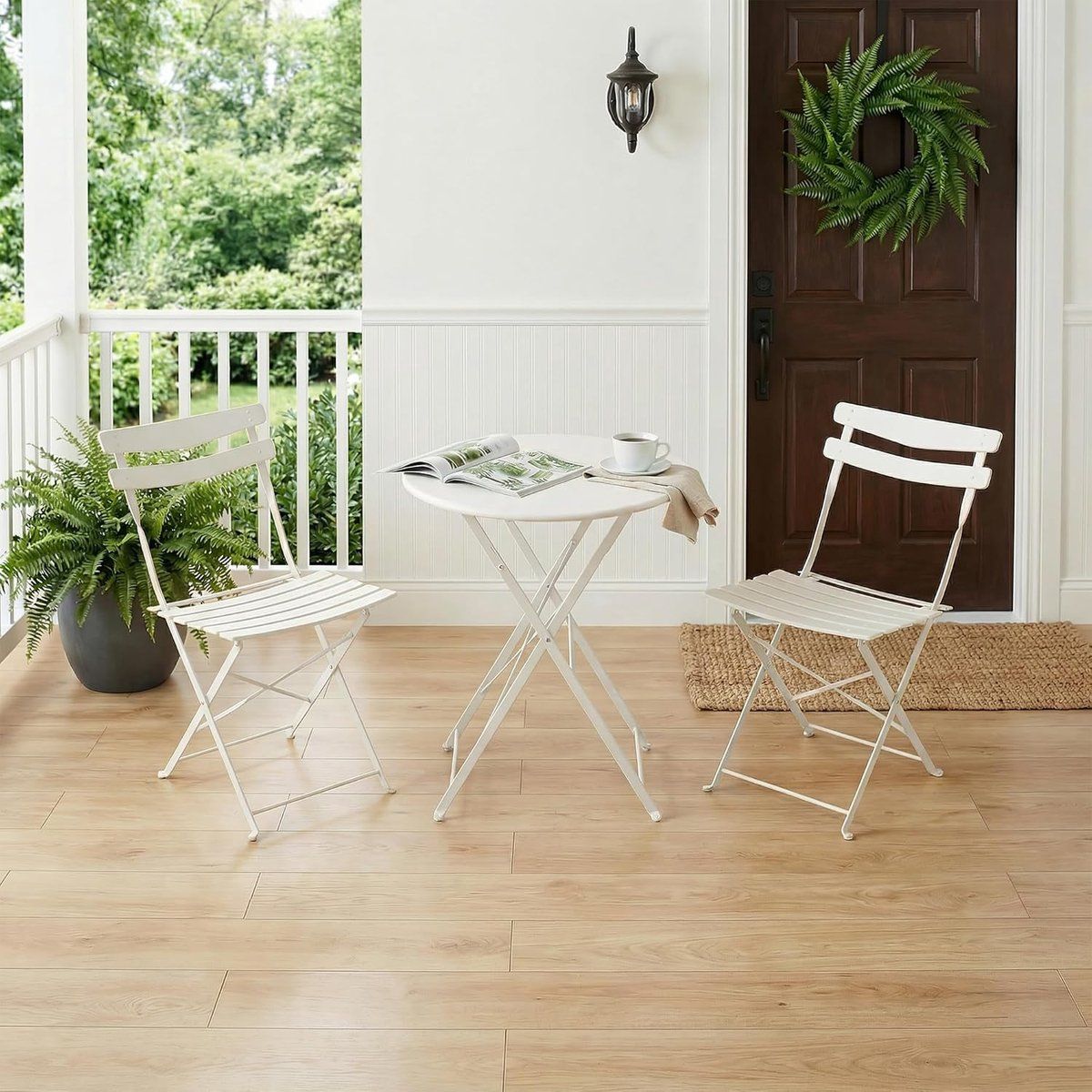 opvouwbare 3 delige metalen bistroset ruimtebesparende tuintafel en 2 stoelen
