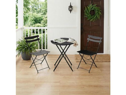 Opvouwbare 3-delige metalen bistroset - Ruimtebesparende tuintafel en 2 stoelen