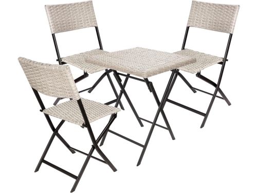 Opvouwbare Balkonset met Tafel en 3 Inklapbare Stoelen Polyrattan Weerbestendig