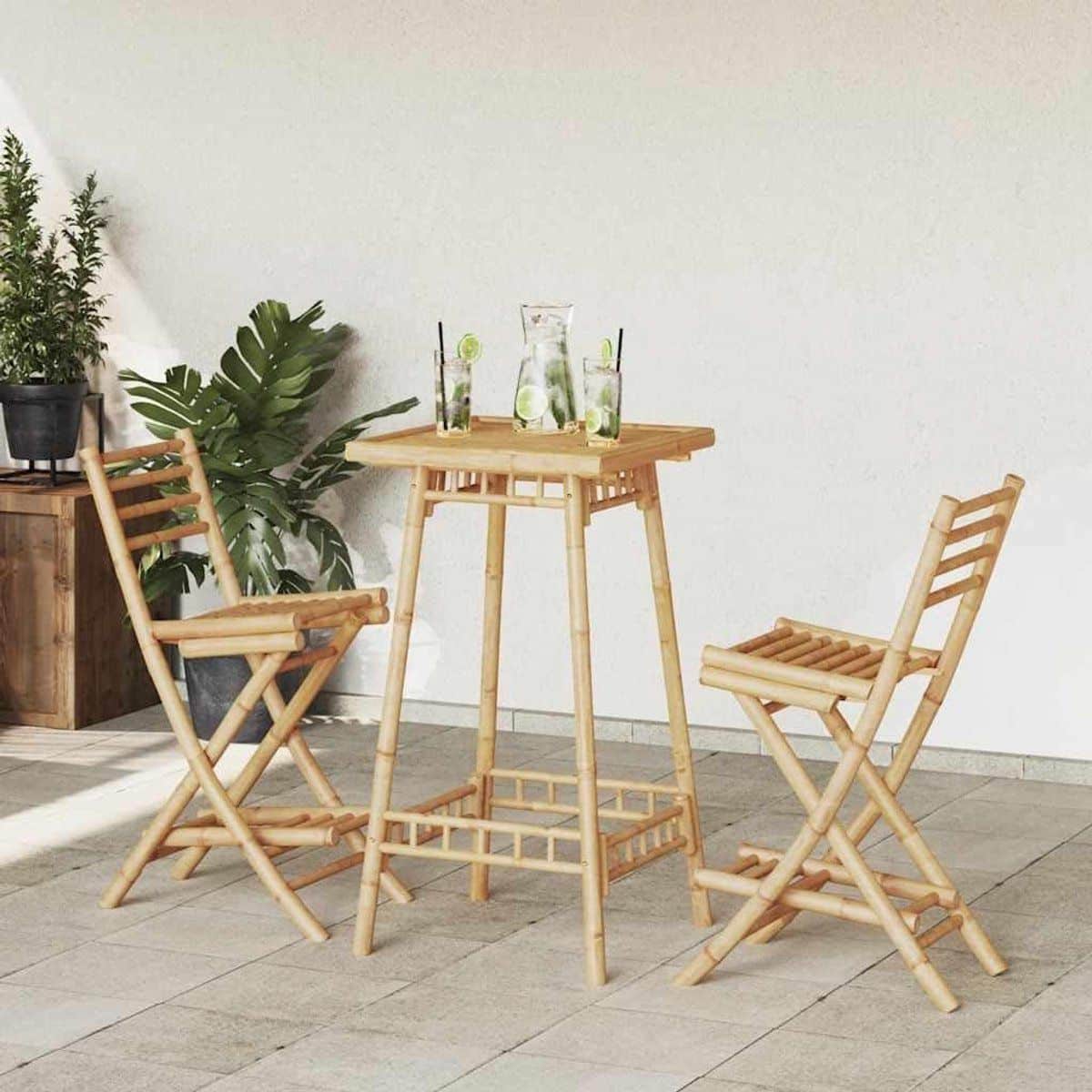 opvouwbare barkruk buitenstoel bamboe terras zitten met