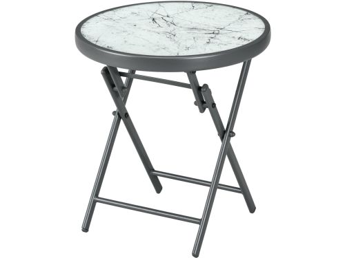 Opvouwbare bijzettafel, opvouwbare buitentafel, met tafelblad van gehard glas