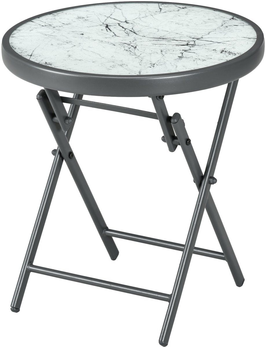 opvouwbare bijzettafel, opvouwbare buitentafel, met tafelblad van gehard glas