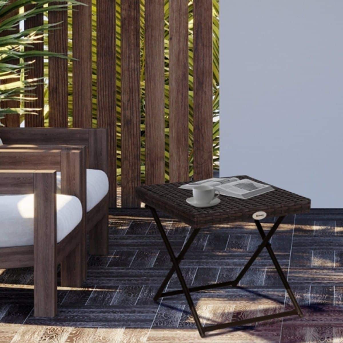 opvouwbare bijzettafel / plantenstandaard 40x40x40 cm polyrattan & metaal